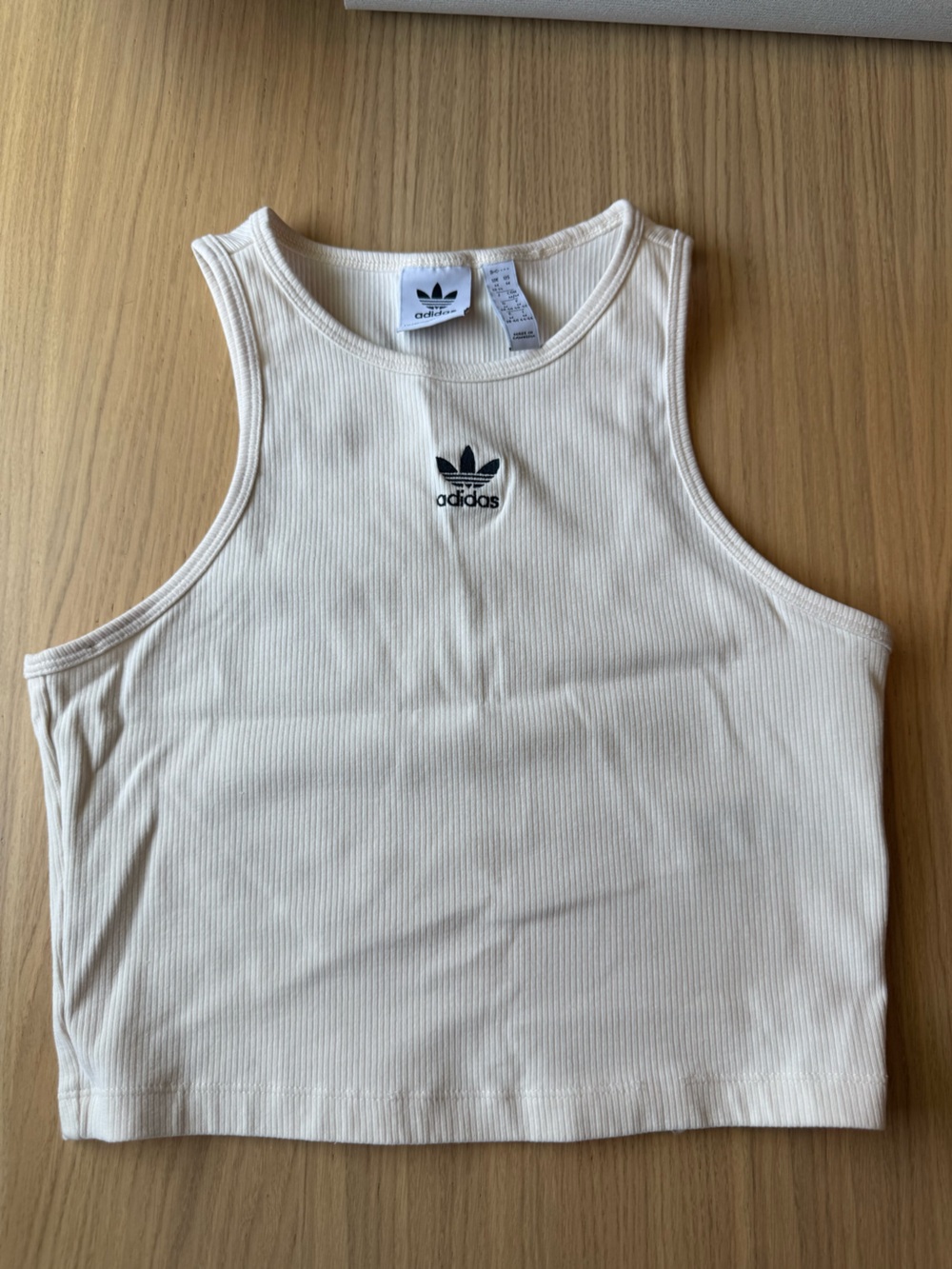 adidas Cream Ribbed Crop Tank